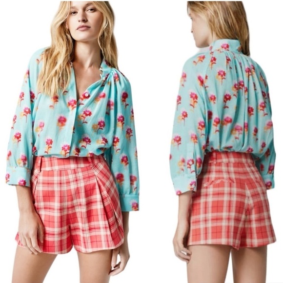 New Smythe Pleated Plaid Walking Shorts in Watermelon Plaid Red Sz 6 - Picture 2 of 12